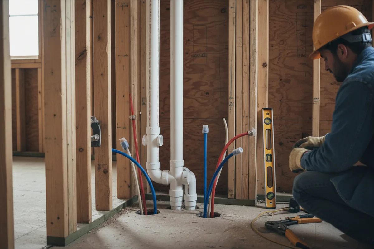 Drain and supply rough-in during Drain Cleaning in Stoystown